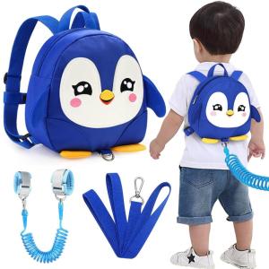 imageAccmor Toddler Backpack Harness with Safety Leash Cute Dinosaur Harnesses with Kids Anti Lost Wrist Link Mini Child Schoolbag with Wristband Tether Strap and Protection Leashes for Baby boys BlackBlue Penguin