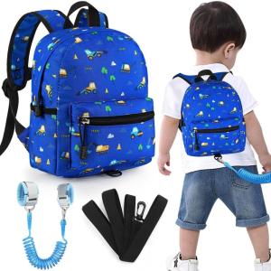 imageAccmor Toddler Backpack Leash Mini Child Backpack with Anti Lost Wrist Link Cute Kids Backpack Walking Harness for Outdoor Travel Adorable Excavator Backpack Tether for Baby Boys Girls Ages 13Dark BlueExcavator  Blue Link