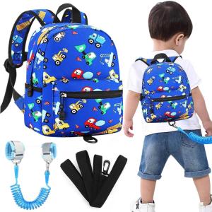 imageAccmor Toddler Backpack Leash Mini Child Backpack with Anti Lost Wrist Link Cute Kids Backpack Walking Harness for Outdoor Travel Adorable Excavator Backpack Tether for Baby Boys Girls Ages 13Dark BlueTruck  Blue Link