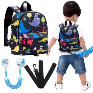 imageAccmor Toddler Backpack Leash with Anti Lost Wrist Link Cute Mini Child Walking Harnesses Keep Kids Close Back Pack Rope Tether Rein for Baby Boys BlueExcavatorBlackDino  Blue Link