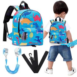 imageAccmor Toddler Backpack Leash with Anti Lost Wrist Link Cute Mini Child Walking Harnesses Keep Kids Close Back Pack Rope Tether Rein for Baby Boys BlueExcavatorLight BlueDino  Blue Link