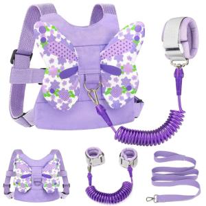 imageAccmor Toddler Harness Leash  Anti Lost Wrist Link Kids Butterfly Harnesses With Children Leashes Cute Baby Leash Walking Assistant Wristband Strap Tether for Girls Outdoor PurplePurple