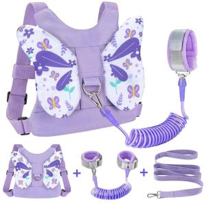 imageAccmor Toddler Harness Leash  Anti Lost Wrist Link Kids Butterfly Harnesses With Children Leashes Cute Baby Leash Walking Assistant Wristband Strap Tether for Girls Outdoor PurplePurpleButterfly
