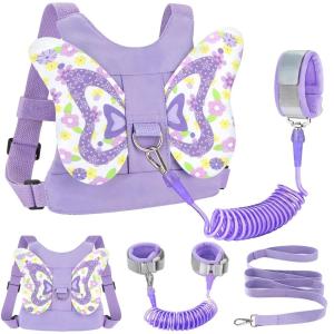 imageAccmor Toddler Harness Leash  Anti Lost Wrist Link Kids Butterfly Harnesses With Children Leashes Cute Baby Leash Walking Assistant Wristband Strap Tether for Girls Outdoor PurplePurpleLove