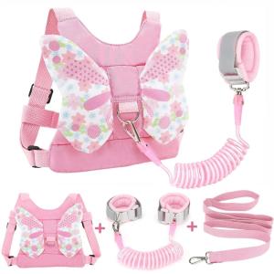 imageAccmor Toddler Harness Leash  Anti Lost Wrist Link Kids Butterfly Harnesses With Children Leashes Cute Baby Leash Walking Assistant Wristband Strap Tether for Girls Outdoor PurplePink