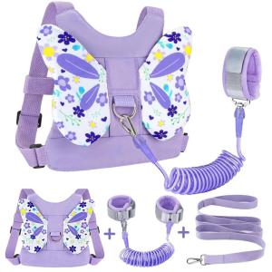 imageAccmor Toddler Harness Leash  Anti Lost Wrist Link Kids Butterfly Harnesses With Children Leashes Cute Baby Leash Walking Assistant Wristband Strap Tether for Girls Outdoor PurplePurpleFlower