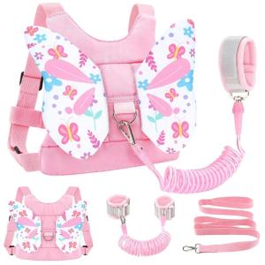 imageAccmor Toddler Harness Leash  Anti Lost Wrist Link Kids Butterfly Harnesses With Children Leashes Cute Baby Leash Walking Assistant Wristband Strap Tether for Girls Outdoor PurplePinkButterfly