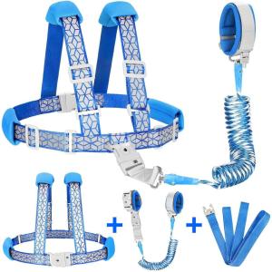 imageAccmor Toddler Harness Leash Reflective Kid Harness with Anti Lost Wrist Link Child Walking Harness Kids Leash Wristband Belt with Lock for Baby Boys Girls to Outdoor TravelDark BlueReflect Light