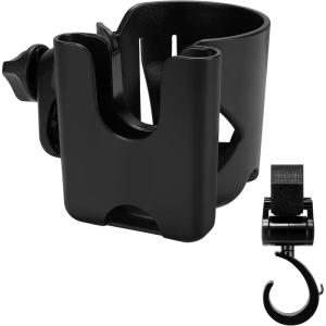 imageAccmor Universal Cup Holder Stroller Cup Holder 360 Rotatable Large Caliber Designed Bottle Holder for Stroller Bike Wheelchair Walker Scooter BlackBlackPhone HolderHook Set