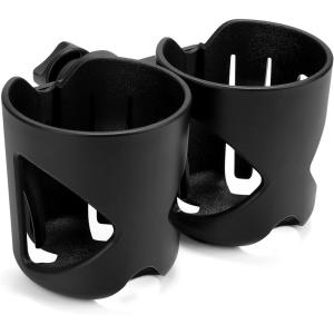 imageAccmor Universal Cup Holder Stroller Cup Holder 360 Rotatable Large Caliber Designed Bottle Holder for Stroller Bike Wheelchair Walker Scooter BlackDouble Holder
