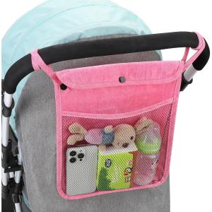 imageAccmor Universal Stroller Organizer Mesh Bag Fits for Uppababy Nuna Britax Doona Strollers NonSlip Adjustable Stroller Mesh Cargo Net Storage Caddy AccessoriesPink