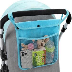 imageAccmor Universal Stroller Organizer Mesh Bag Fits for Uppababy Nuna Britax Doona Strollers NonSlip Adjustable Stroller Mesh Cargo Net Storage Caddy AccessoriesBlue