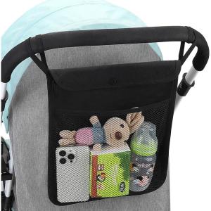 imageAccmor Universal Stroller Organizer Mesh Bag Fits for Uppababy Nuna Britax Doona Strollers NonSlip Adjustable Stroller Mesh Cargo Net Storage Caddy AccessoriesBlack