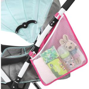 imageAccmor Universal Stroller Organizer Side Sling Stroller Organizer Mesh Cargo Net Stroller Storage Caddy Stroller Bag Accessories Fits for Uppababy Nuna Baby Jogger Britax Doona StrollersStyle BPink