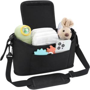 imageAccmor Universal Stroller Organizer Stroller Bag Caddy Organizer Stroller Organizer Accessories for Uppababy Baby Jogger Nuna Doona Britax StrollersBlack