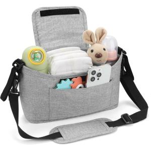 imageAccmor Universal Stroller Organizer Stroller Bag Caddy Organizer Stroller Organizer Accessories for Uppababy Baby Jogger Nuna Doona Britax StrollersGrey