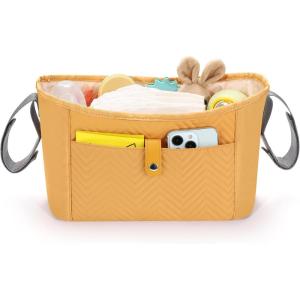 imageAccmor Universal Stroller Organizer Stroller Bag Stroller Caddy Organizer Stroller Accessories Fits for Uppababy Baby Jogger Nuna Doona Britax Strollers BlackBrown