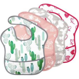 imageAccmor Waterproof Baby Bibs Bibs for Baby Girls Boys 324 Months Toddler Apron Smock Bibs for Feeding Eating4pcsbutterfly  Heartshaped  Rabbit  Cactus