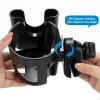 imageAccmor Universal Cup Holder Stroller Cup Holder with Phone Holder 360 Rotatable Large Caliber Designed Bottle Holder for Stroller Bike Wheelchair Walker ScooterBlackCup Phone Holder