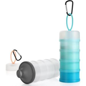 imageAccmor 2 Pcs Protein Powder Container to Go with Funnels Stand 4 Compartments Stackable Protein Powder Dispenser for Workout Fitness Travel2pcBlue Transparent