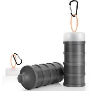 imageAccmor 2 Pcs Protein Powder Container to Go with Funnels Stand 4 Compartments Stackable Protein Powder Dispenser for Workout Fitness Travel2pcGrey