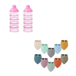 imageAccmor 2pcs Formula Dispenser Container On The Go  10pcs Muslin Baby Bibs Baby Bandana Drool Bibs for Teething and Drooling