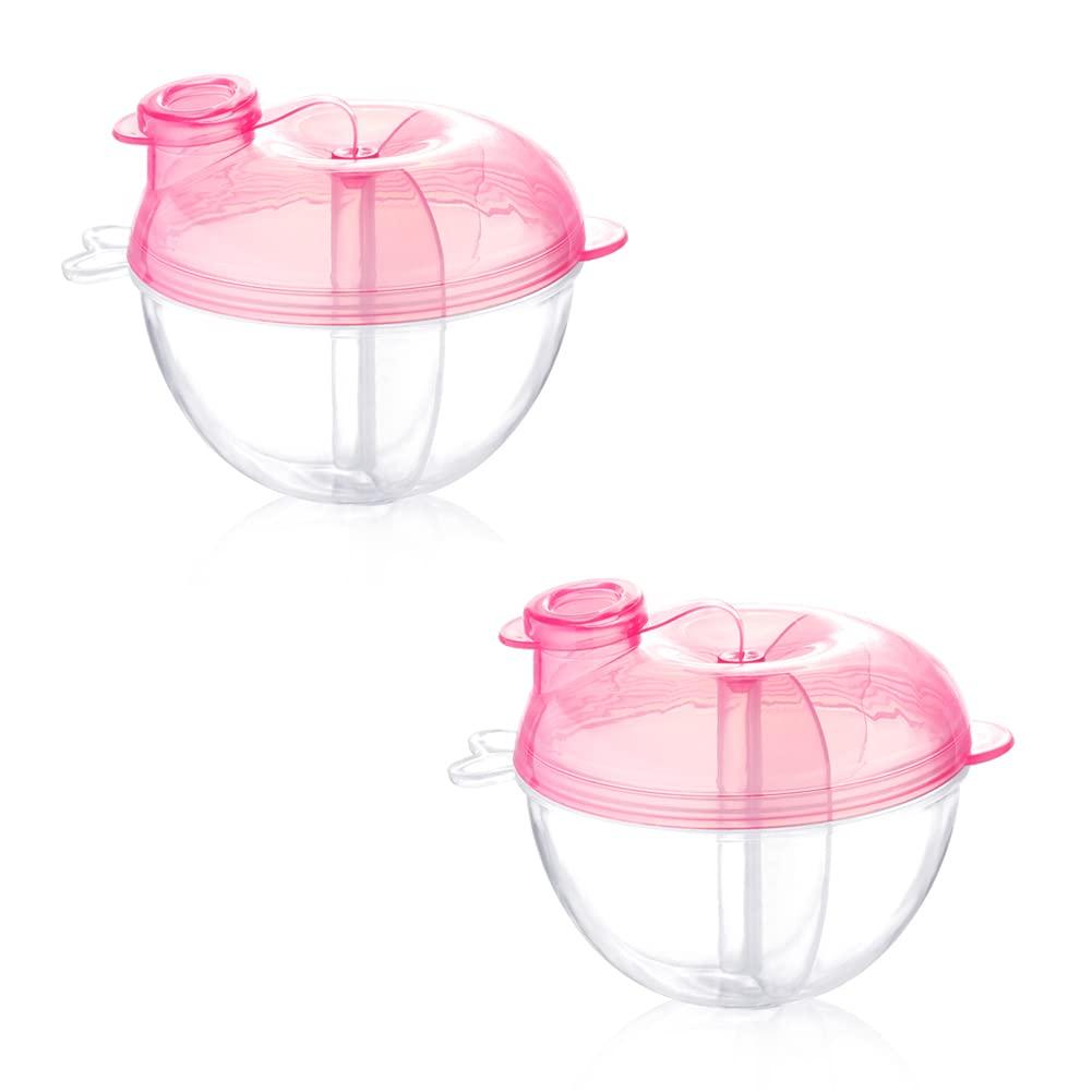 imageAccmor Baby Formula Dispenser for OnTheGo Feedings ThreeCompartment NonSpill Formula Container to Go Snack Milk Powder Dispenser for Traveling with Infant Toddler Pink 2 PackPink