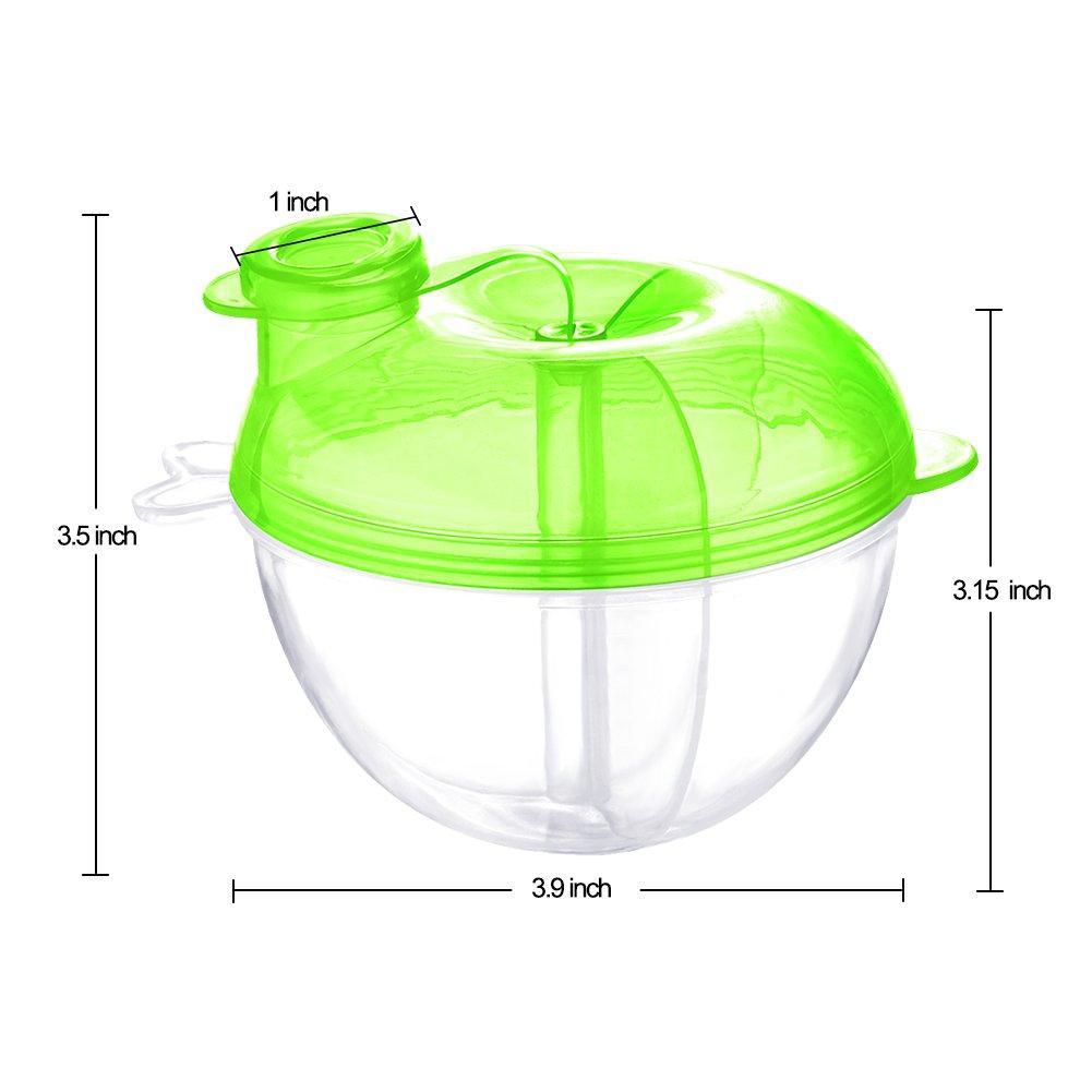 imageAccmor Baby Formula Dispenser for OnTheGo Feedings ThreeCompartment NonSpill Formula Container to Go Snack Milk Powder Dispenser for Traveling with Infant Toddler Pink 2 PackGreen