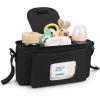imageAccmor Universal Stroller Organizer with Insulated Cup Holder and Shoulder Strap Stroller Caddy Bag Stroller Cup Holder Attachment for Uppababy Baby Jogger Britax Strollers BlackBlack