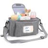 imageAccmor Universal Stroller Organizer with Insulated Cup Holder and Shoulder Strap Stroller Caddy Bag Stroller Cup Holder Attachment for Uppababy Baby Jogger Britax Strollers BlackGrey