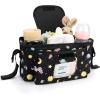 imageAccmor Universal Stroller Organizer with Insulated Cup Holder and Shoulder Strap Stroller Caddy Bag Stroller Cup Holder Attachment for Uppababy Baby Jogger Britax Strollers BlackSpace