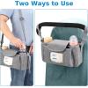 imageAccmor Universal Stroller Organizer with Insulated Cup Holder and Shoulder Strap Stroller Caddy Bag Stroller Cup Holder Attachment for Uppababy Baby Jogger Britax Strollers BlackGrey