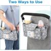 imageAccmor Universal Stroller Organizer with Insulated Cup Holder and Shoulder Strap Stroller Caddy Bag Stroller Cup Holder Attachment for Uppababy Baby Jogger Britax Strollers BlackArrow