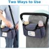 imageAccmor Universal Stroller Organizer with Insulated Cup Holder and Shoulder Strap Stroller Caddy Bag Stroller Cup Holder Attachment for Uppababy Baby Jogger Britax Strollers BlackBlue