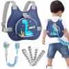 imageAccmor Toddler Safty Harness Leash Cute Dinosaur Child Leashes  Reflective Anti Lost Wrist Link Foldable Baby Walking Harness Pocket Kids Tether Protection for Boys Girls Aged 15 to Travel OutdoorNavy BlueBrachiosaurus