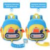 imageAccmor Toddler Leash Backpack Cute Excavator Child Bag Harness with Anti Lost Wrist Link Kid Walking Back Pack Mini Rucksack with Restraints Hand Strap Tether for Baby Boys Outdoor TravelingSky BlueYellow