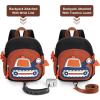 imageAccmor Toddler Leash Backpack Cute Excavator Child Bag Harness with Anti Lost Wrist Link Kid Walking Back Pack Mini Rucksack with Restraints Hand Strap Tether for Baby Boys Outdoor TravelingBlackBrown