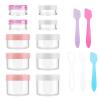 imageAccmor 10 Pieces Makeup Travel Containers with Lids 35101520 Gram Size Cosmetic Jars with 5 Pieces Mini Spatulas for Gift Makeup Sample ContainerWhite ampamp PinkWhitePink