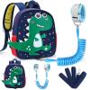 imageAccmor Toddler Backpack Leash Cute Dinosaur Kids Backpacks with Anti Lost Wrist Link Mini Child Bag Tether Baby Walking Harness Wristband Protection Rope for Boys Girls Aged 13 to Travel OutdoorDark BlueGreen Spotted Dino  Blue Link