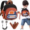 imageAccmor Toddler Leash Backpack Cute Excavator Child Bag Harness with Anti Lost Wrist Link Kid Walking Back Pack Mini Rucksack with Restraints Hand Strap Tether for Baby Boys Outdoor TravelingBlackBrown