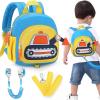 imageAccmor Toddler Leash Backpack Cute Excavator Child Bag Harness with Anti Lost Wrist Link Kid Walking Back Pack Mini Rucksack with Restraints Hand Strap Tether for Baby Boys Outdoor TravelingSky BlueYellow