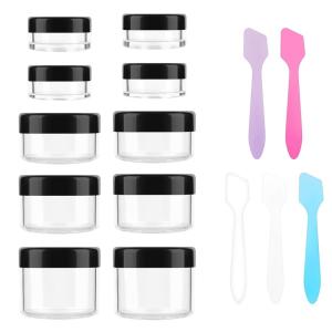 imageAccmor 10 Pieces Makeup Travel Containers with Lids 35101520 Gram Size Cosmetic Jars with 5 Pieces Mini Spatulas for Gift Makeup Sample ContainerWhite ampamp PinkBlack