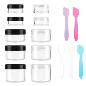imageAccmor 10 Pieces Makeup Travel Containers with Lids 35101520 Gram Size Cosmetic Jars with 5 Pieces Mini Spatulas for Gift Makeup Sample ContainerWhite ampamp PinkBlackClear