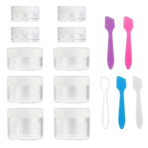 imageAccmor 10 Pieces Makeup Travel Containers with Lids 35101520 Gram Size Cosmetic Jars with 5 Pieces Mini Spatulas for Gift Makeup Sample ContainerWhite ampamp PinkWhite