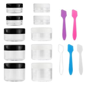 imageAccmor 10 Pieces Makeup Travel Containers with Lids 35101520 Gram Size Cosmetic Jars with 5 Pieces Mini Spatulas for Gift Makeup Sample ContainerWhite ampamp Pink2 Colors