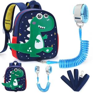 imageAccmor Toddler Backpack Leash Cute Dinosaur Kids Backpacks with Anti Lost Wrist Link Mini Child Bag Tether Baby Walking Harness Wristband Protection Rope for Boys Girls Aged 13 to Travel OutdoorDark BlueGreen Spotted Dino  Blue Link