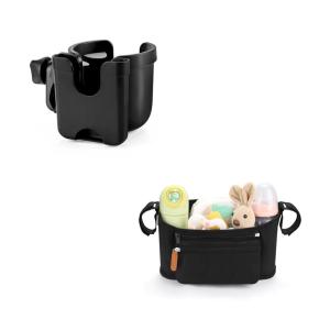 imageAccmor Universal Stroller Cup Holder Stroller Organizer Bundle Set Universal Cup Holder and Organizer for Uppababy Nuna Doona Strollers
