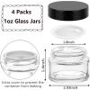 imageAccmor 1 OZ Glass Jars with Black Lids 4 Pack Small Empty Cosmetic Containers Round Glass Travel Jars with Inner Liners amp Spatulas Makeup Sample Container for Storing Lotions Cream Ointments