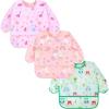 imageAccmor 3 Pack Long Sleeve Bibs Baby Smock Waterproof Sleeved Bib Smock for Baby Toddler 636 MonthsLight Pink UnicornPurple DinosaurGreen Owl