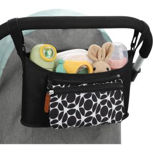 imageAccmor Universal Stroller Organizer with Detachable Phone Bag and Diaper Pocket Stroller Bag Caddy Organizer Stroller Accessories for Uppababy Baby Jogger Nuna Doona Britax StrollersBlack Circle